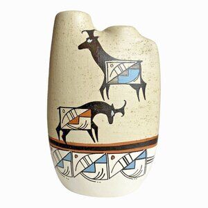 Native American Indian Navajo Southwestern Storyteller‎ Wedding Vase Signed
